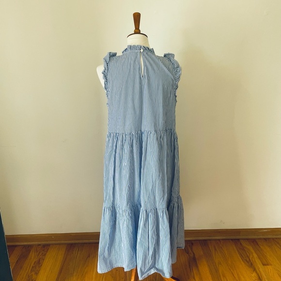 J. Crew Seersucker Striped Sleeveless Midi Sundress - Picture 6 of 8